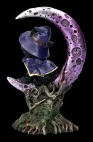Witches Cat Figurine - Grimalkin Sitting in a Cresent Moon