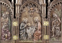 Triptych Winged Altar - Birth of Jesus - bronzed