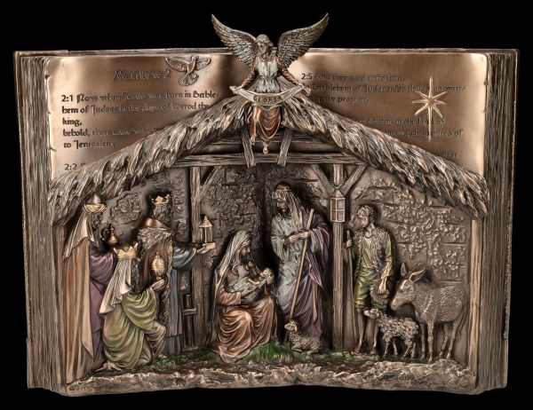 Holy Bible Figurine as a Nativity Scene