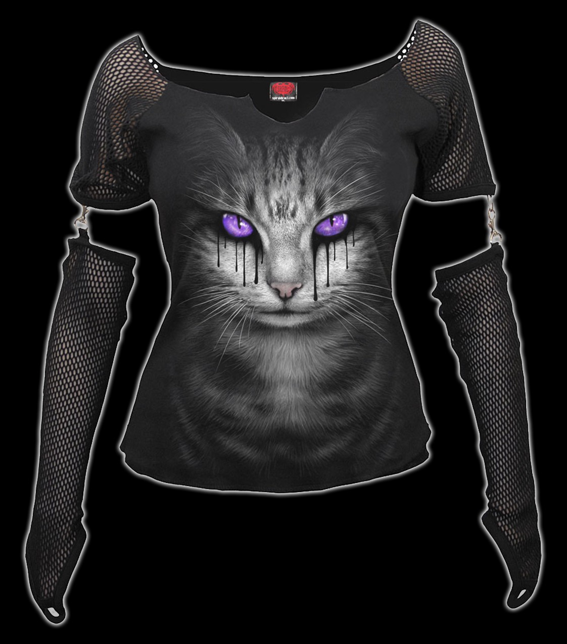 Netz Langarmshirt mit Katze - Cat's Tears