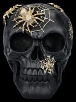 Skull Figurine black-gold with Spiders