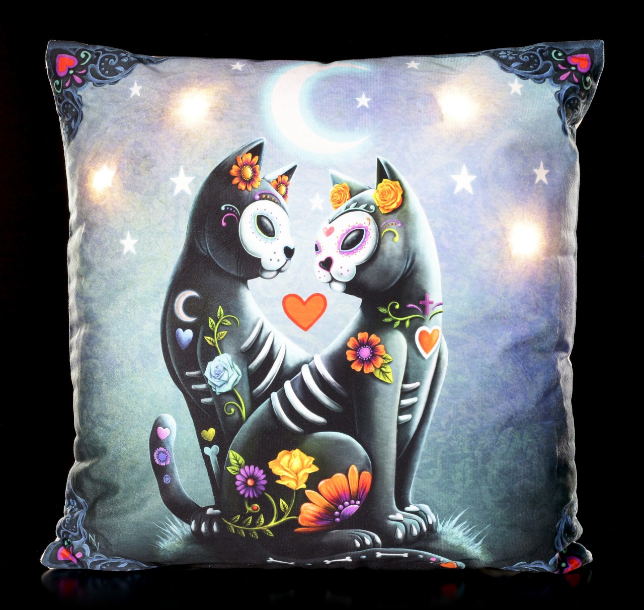 LED Cushion with Cats - Starry Night