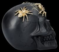 Skull Figurine black-gold with Spiders