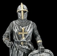 Templar Knight Figurine with Shield and Battleaxe