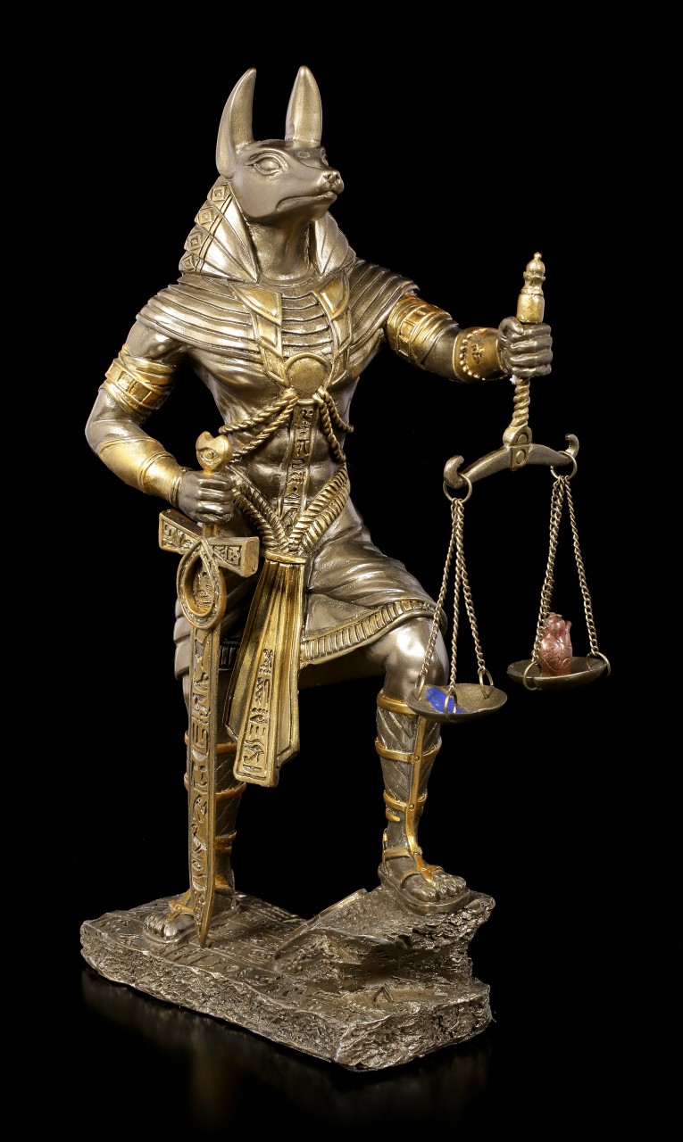 Anubis Warrior Figurine with Scale - bronzed