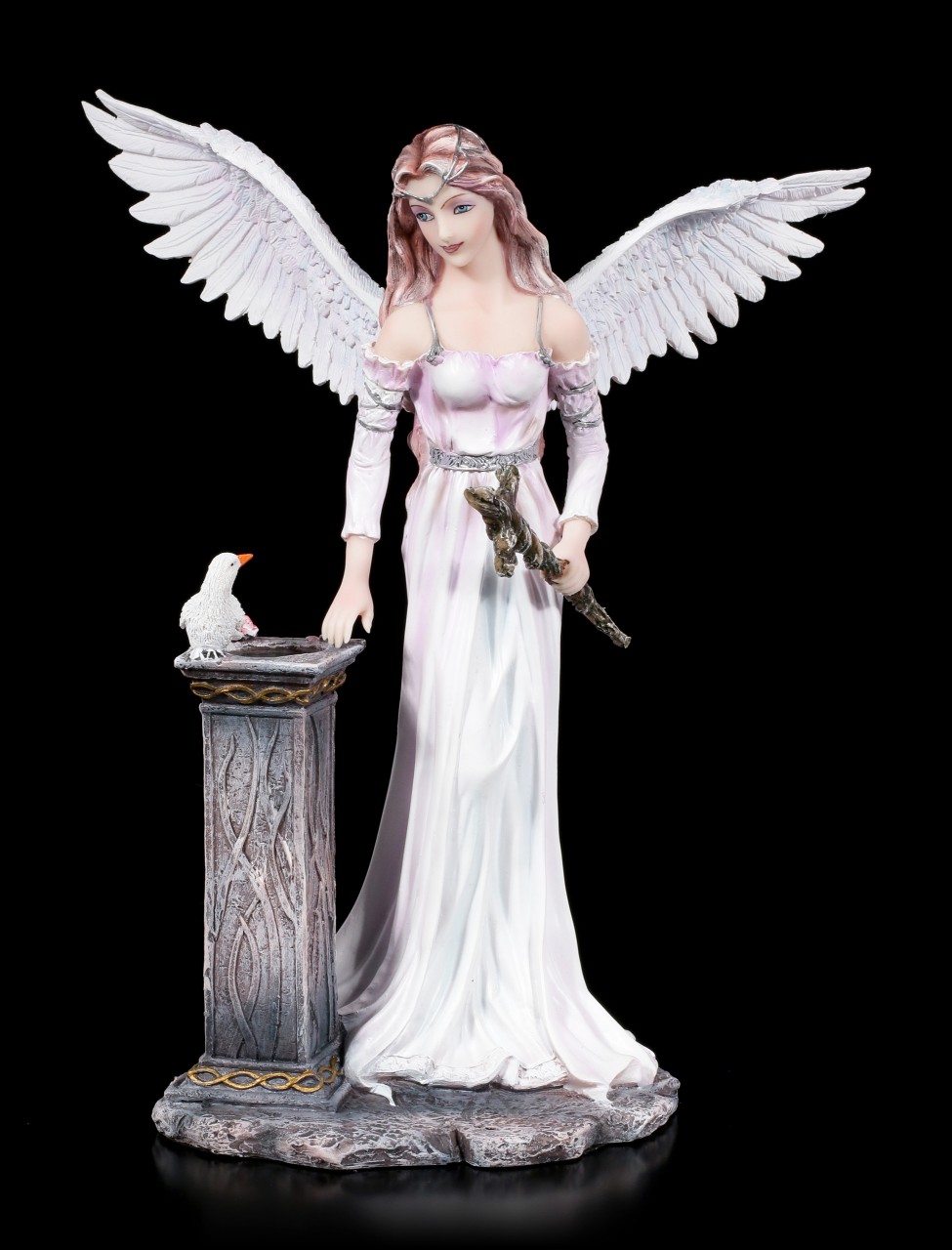 Engel Figur - Friedensengel Velda mit weißer Taube