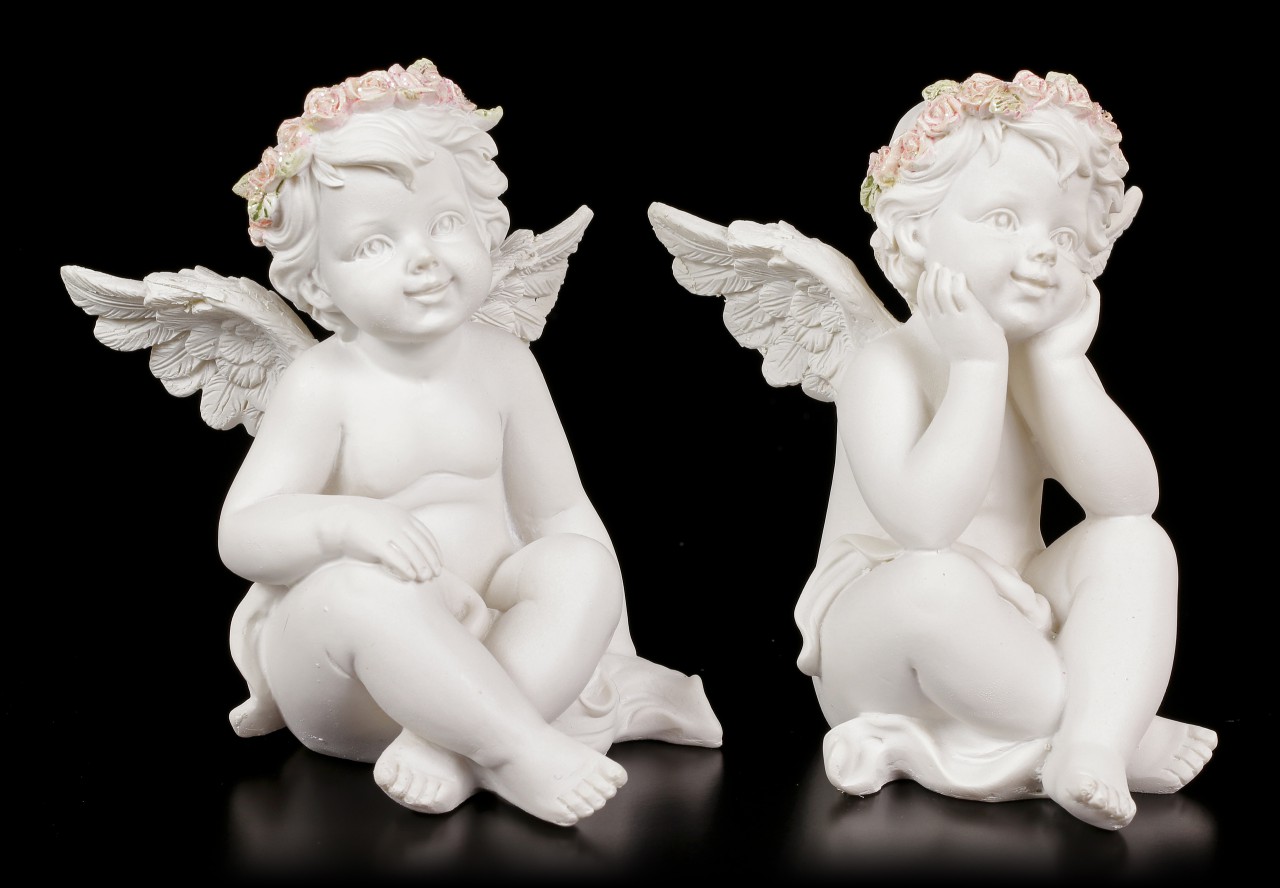 Engel Figuren - Zwei staunende Cherubim - 2er Set