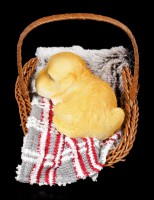 Dog Figurine asleep in a Basket