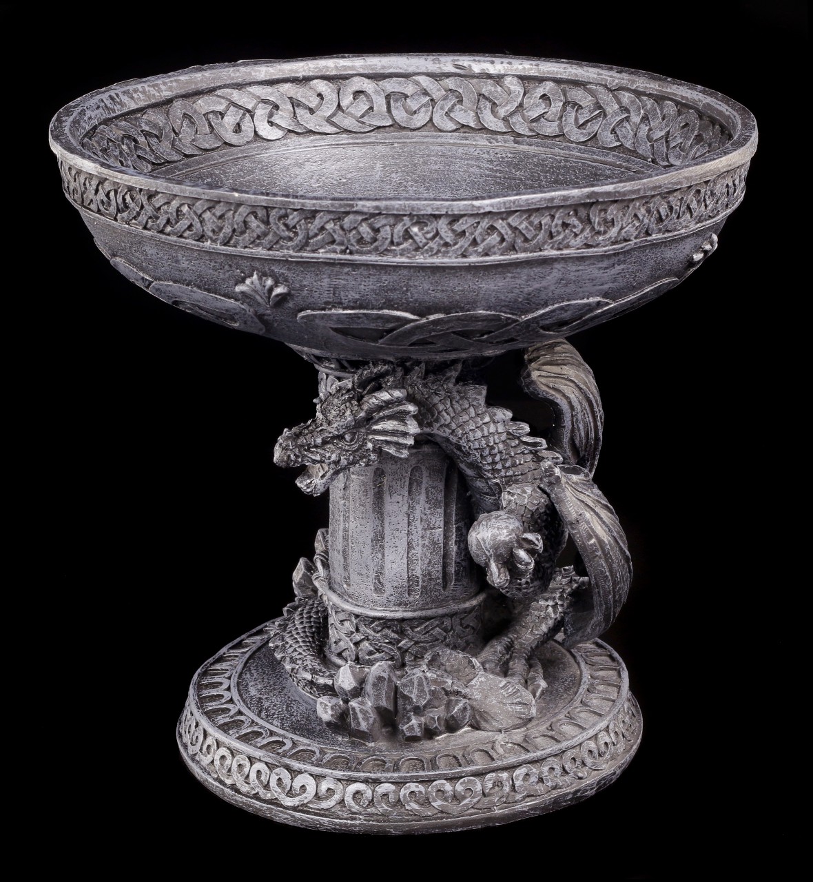 Dragon Figurine on Column with Bowl