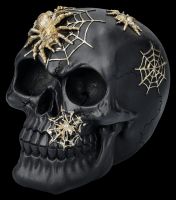 Totenkopf Figur schwarz-gold mit Spinnen