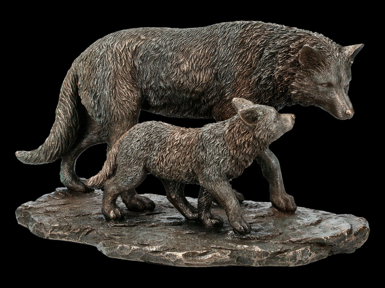 Wolf Figur - Wölfin mit Wolfsjunge