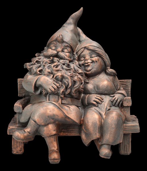 Garden Gnome Figurine - Couple on Bench
