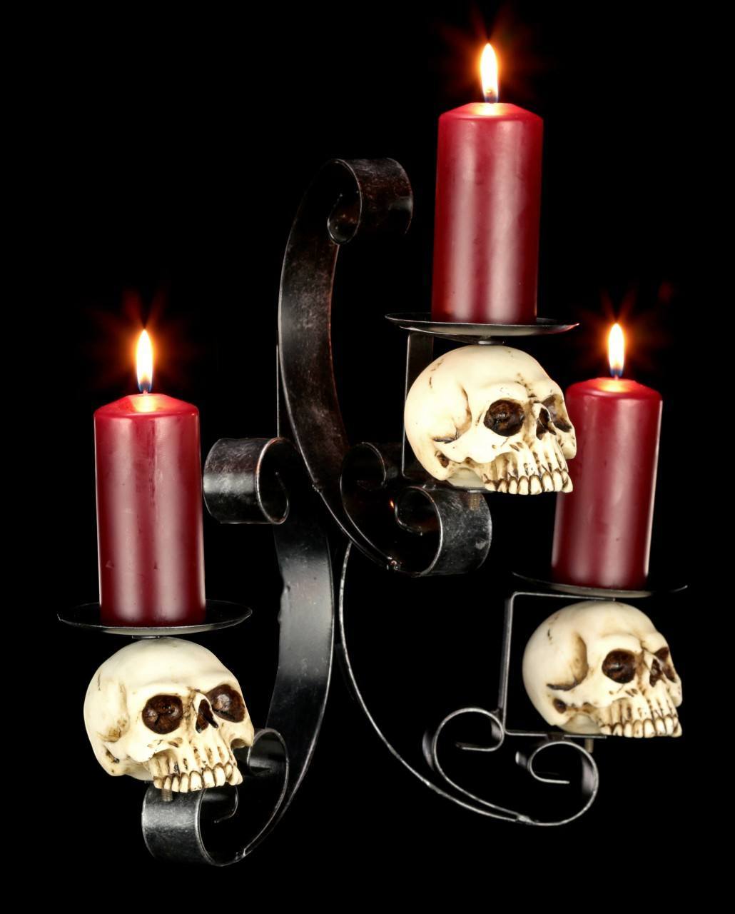 Metall Wall Candle Holder - 3 Skulls
