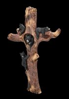 Wall Plaque Cross - Black Bears on Tree