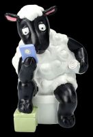 Funny Sheep Figurine - Mobile Phone Time at Toilet
