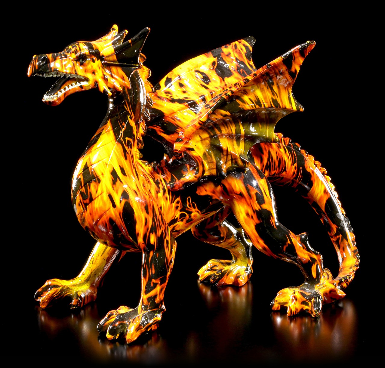 Bunte Drachen Figur mit Feuer - Inferno Dragon