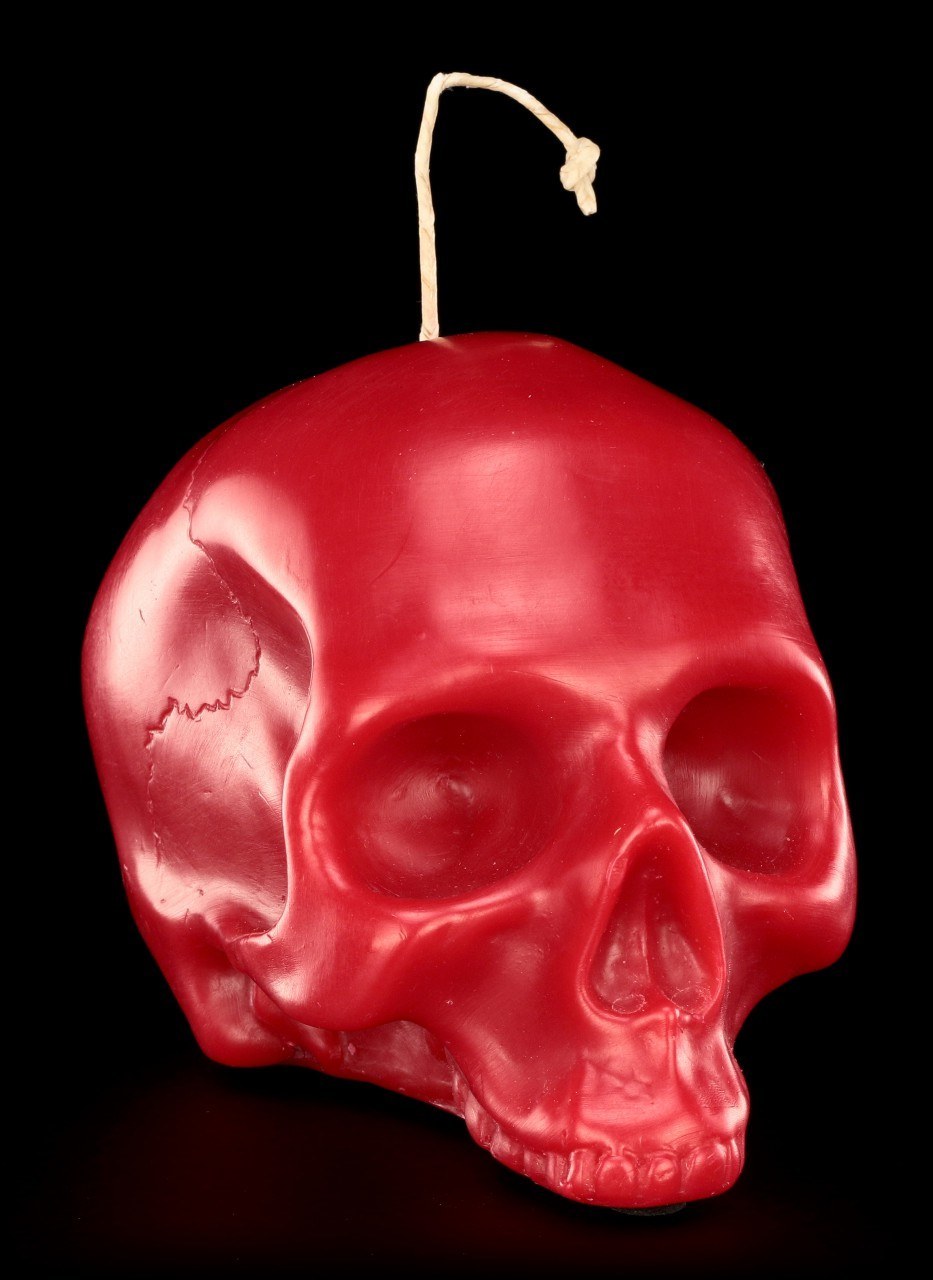 Totenkopf Kerze Groß - Rot