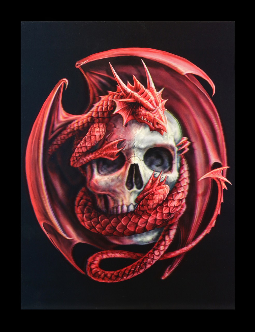 3D-Bild Anne Stokes Drache - Dragon and Skull