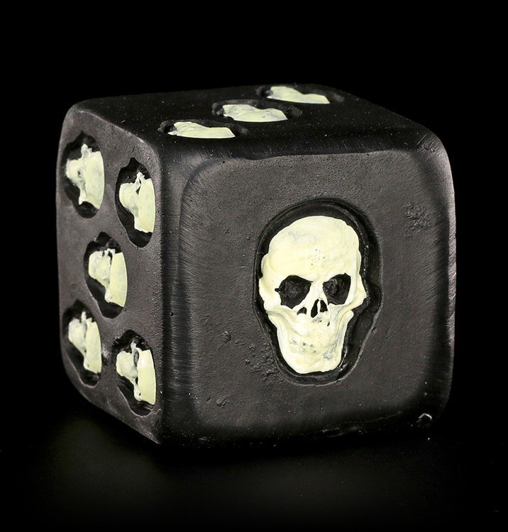 Black fluorescent Cube with Skulls - 4 cm