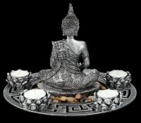 Buddha Figurine as Fivefold Tealight Holder silver coloured