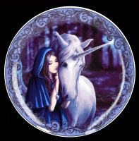 Plate Set of 4 - Unicorn and Maiden by Anne Stokes