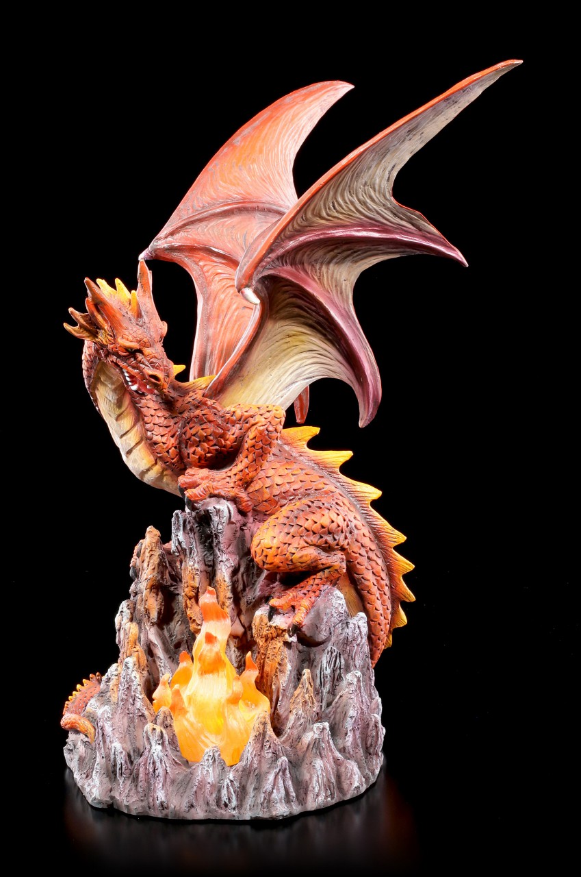 Dragon Figurine - Volcanic Victory with LED in Camp Fire