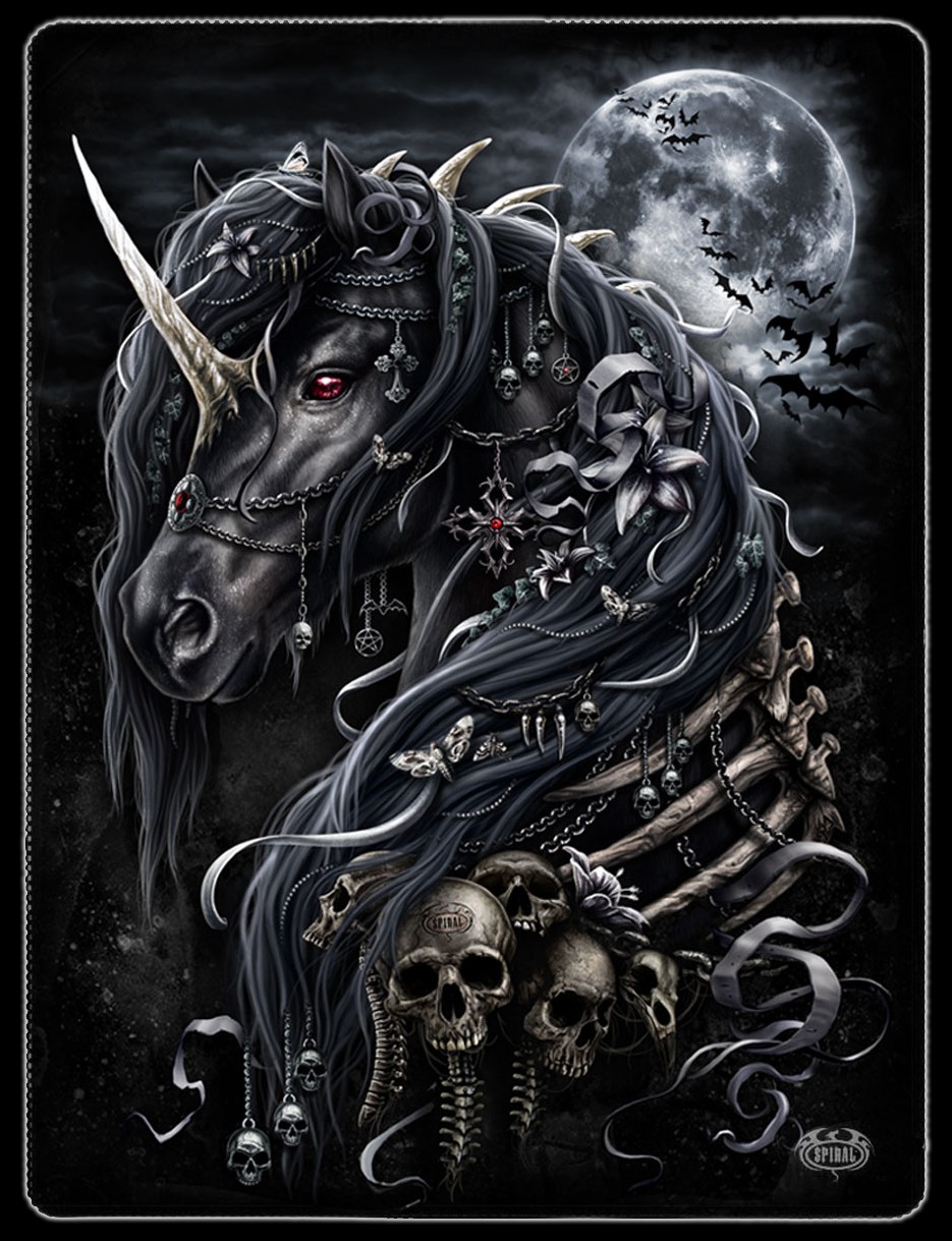 Fleecedecke Einhorn - Dark Unicorn