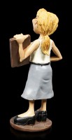 Funny Job Figurine - Female Teacher holds Blackboard