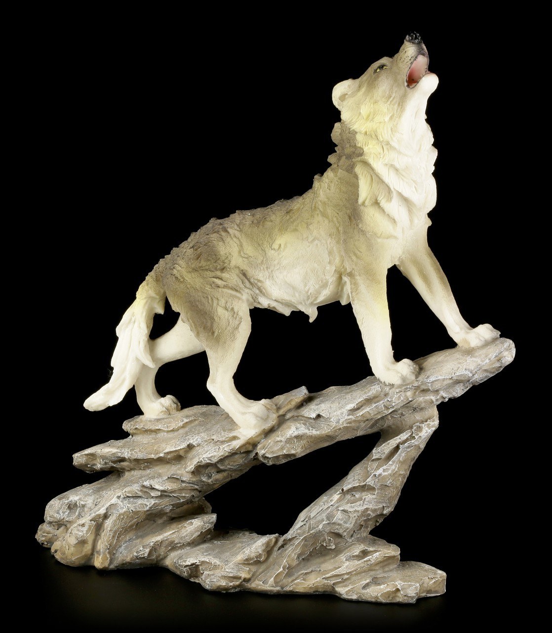 Wolf Figur - Heulend auf dem Felsen - Mittel