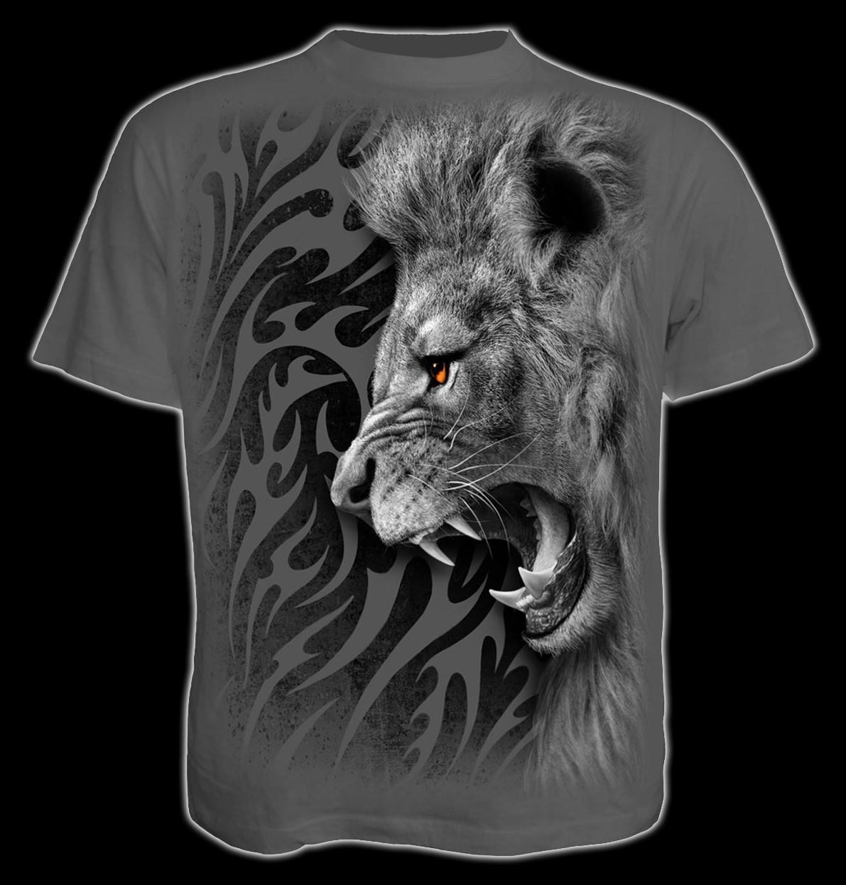 T-Shirt mit Löwe grau - Tribal Lion