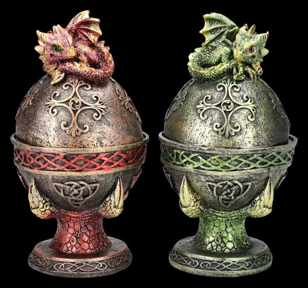 Dragon Boxes Set of 2 - Faberge Egg red-green