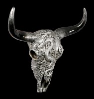 Wall Plaque Bull Skull - Dragon silver colored