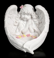 Teelichthalter - Mädchen Engel mit Rosenkranz