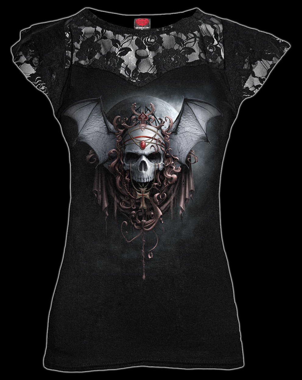 Goth Nights - Winged Skull - Women Lace Shirt