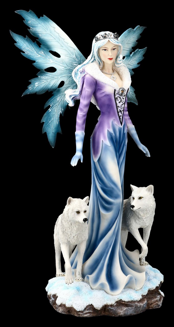 Large Fairy Figurine - Lisriel with white Wolves