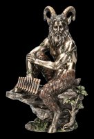Pan Figur - Auf Stein sitzend mit Pan Flöte