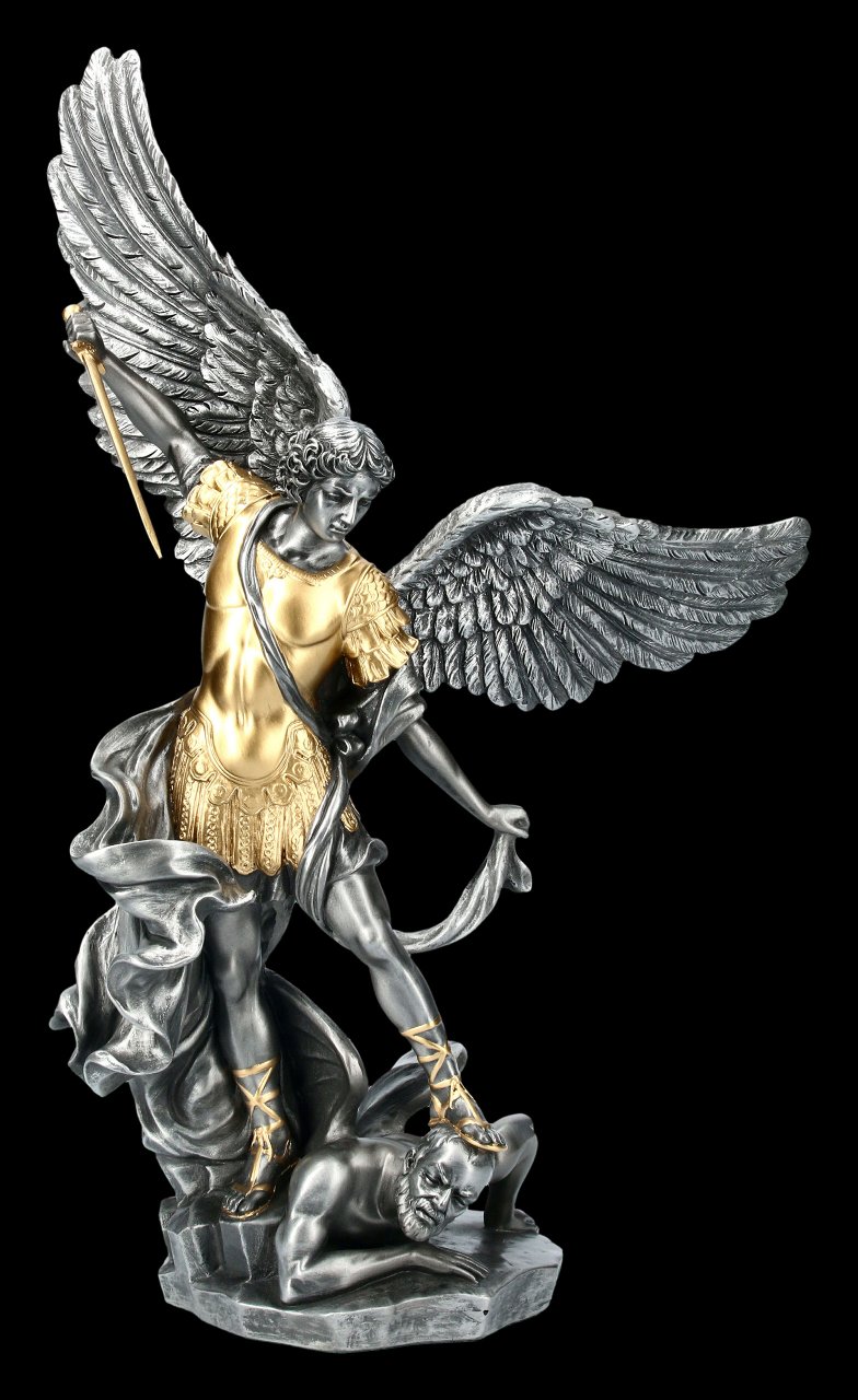 Archangel Michael Figurine - Pewter and Gold Color 