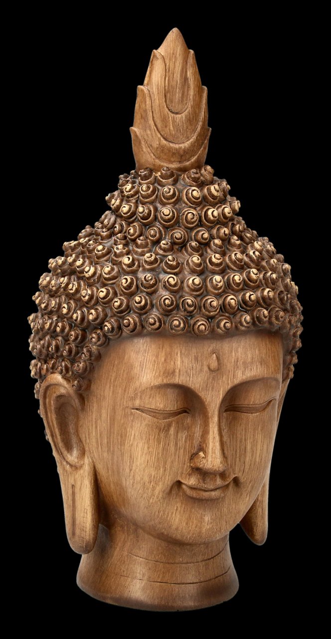 Gartenfigur - Buddha Kopf in Holzoptik