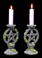 Kerzenhalter - Wicca Pentagramm 2er Set