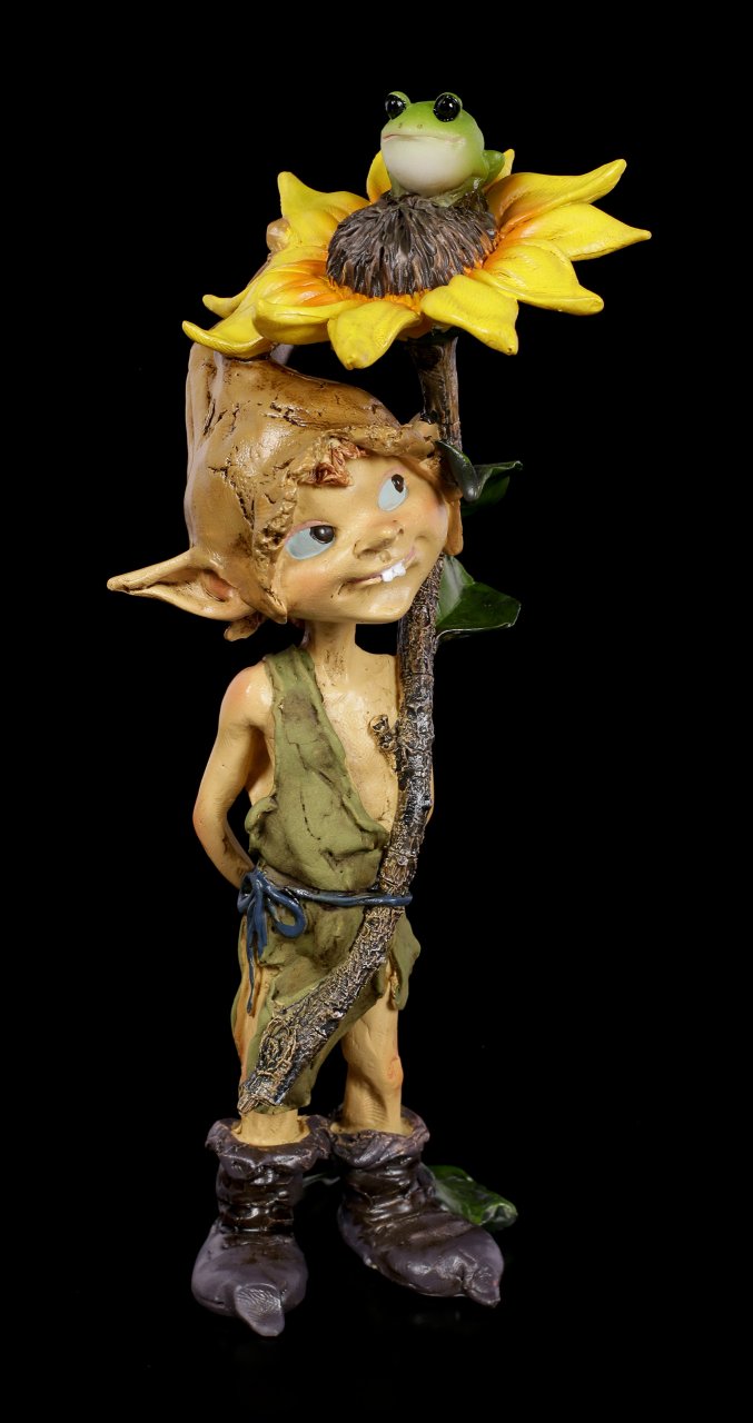 Pixie Kobold Figur - Blume als Sonnenschirm