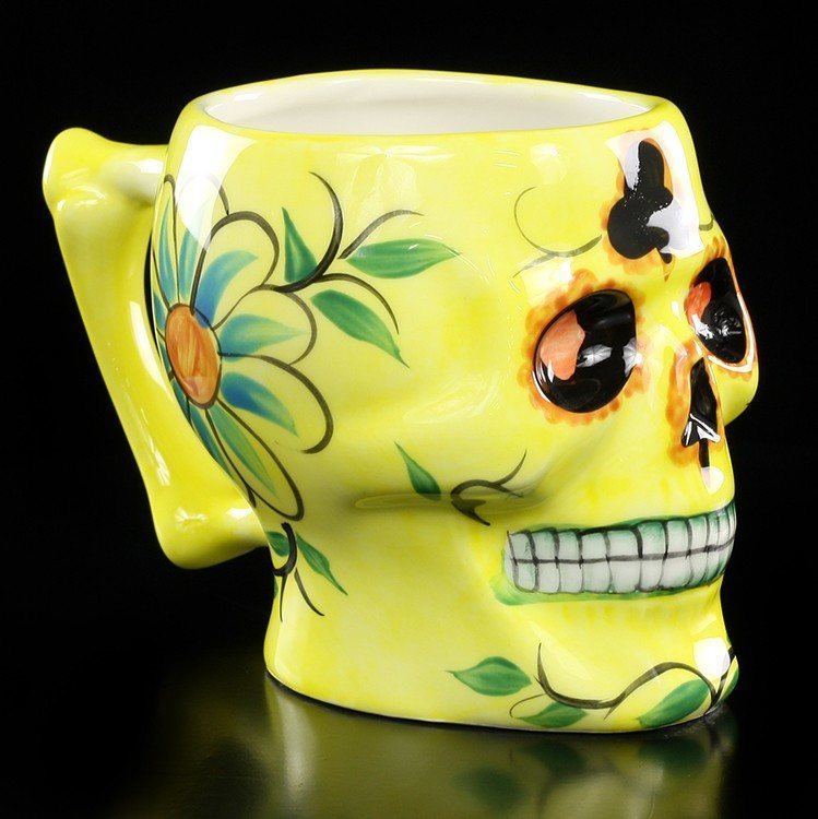 Mexikanische Totenkopf Tasse - gelb