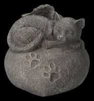 Tier Urne - Katzen-Engel auf Herz in Steinoptik