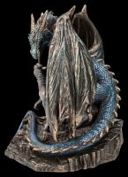 Drachenfigur mit Einhorn - Protector of Magick - Bronziert