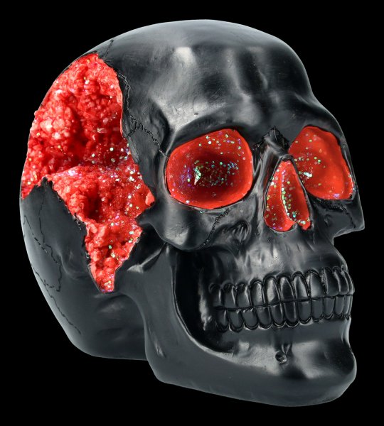 Deko Figur Schädel Dämon Menschlicher Totenkopf gehäutet rot Red Skull 