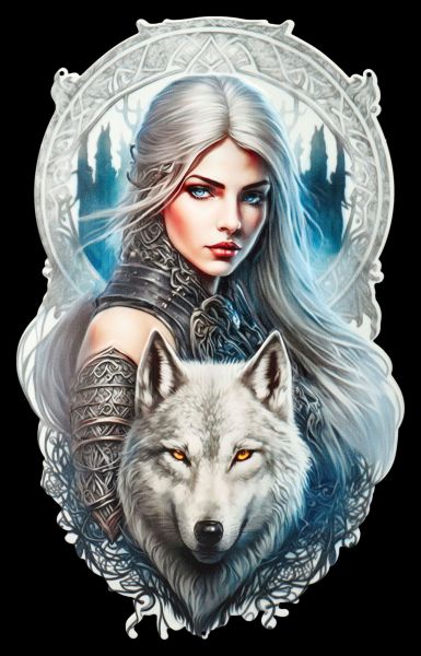 Metal Sign - Dark Warrior with Wolf