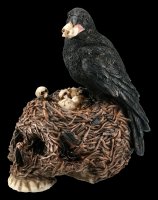Raben Figur auf Totenschädel-Nest