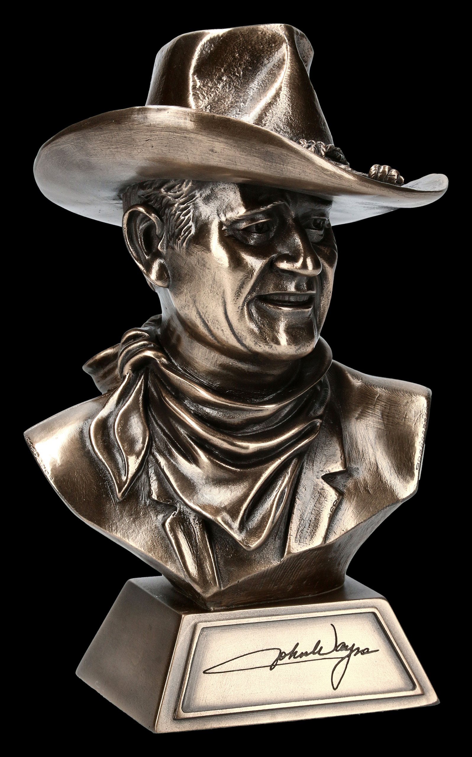 Kleine John Wayne Büste mit Zertifikat Figur Cowboy Statue Sammelfigur