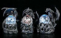 Black Dragon Figurines with LED Ball - Set of 3