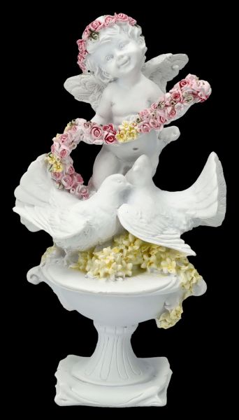 Angel Figurine - Cherub with Roses and Doves