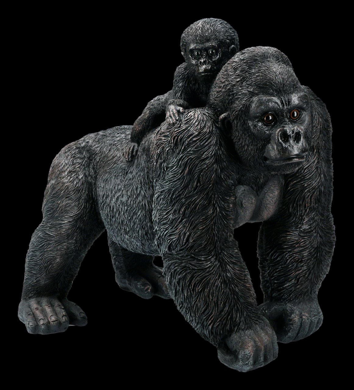 Gartenfigur - Gorilla Mama mit Kind
